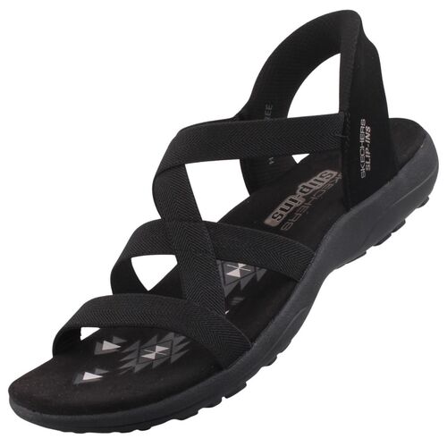 Skechers Reggae Slim Stretch Flex Damen Sandalen Schwarz