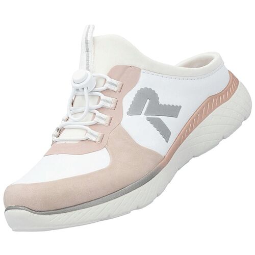 Rieker Damen Pantoletten Wei�/Rose