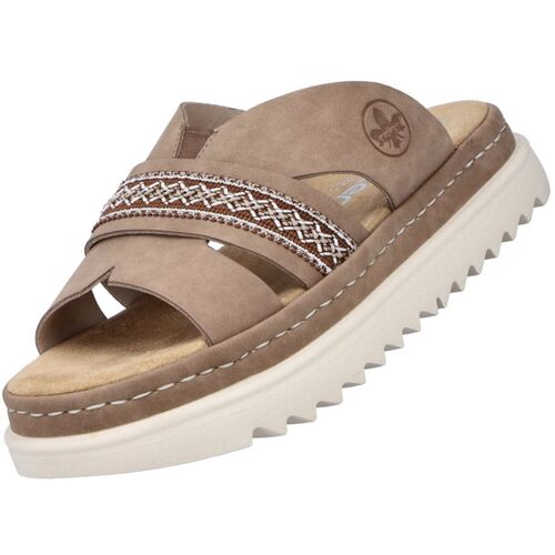 Rieker Damen Plateau Pantoletten Beige