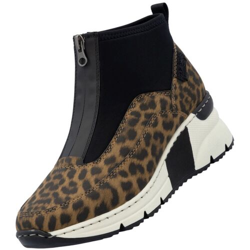 Rieker Damen Stiefelette Schwarz/Leopard