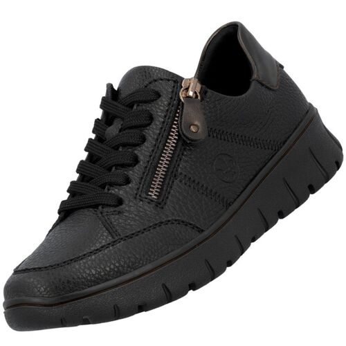 Rieker Damen Leder Halbschuhe Schwarz - Extra Weit
