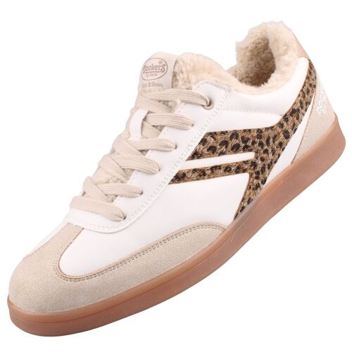 Dockers by Gerli Damen Sneaker gef�ttert Wei�/Leopard
