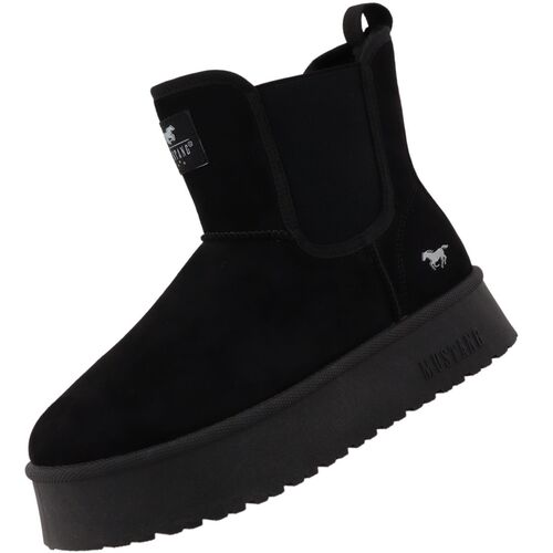 Mustang Damen Plateau Chelsea Boots gef�ttert Schwarz
