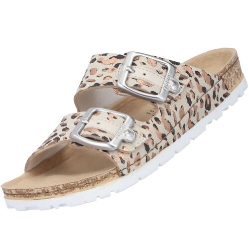 Rieker Damen Pantolette Beige/Leopard