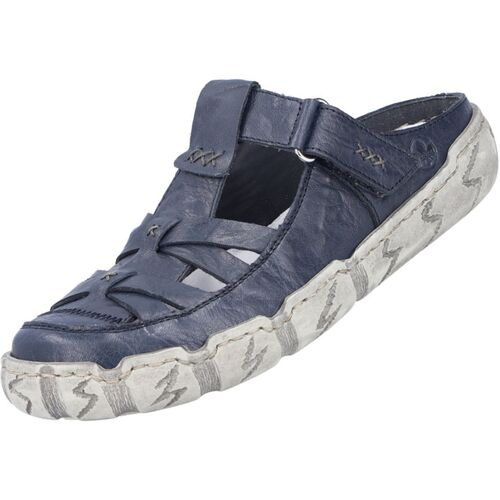 Rieker Damen Leder Pantoletten Blau