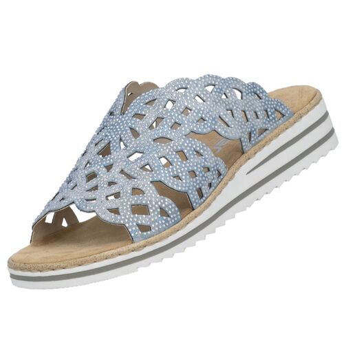 Rieker Damen Keil-Pantoletten Hellblau