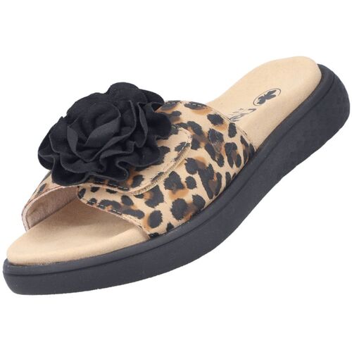 Rieker Damen Pantolette Schwarz/Leopard