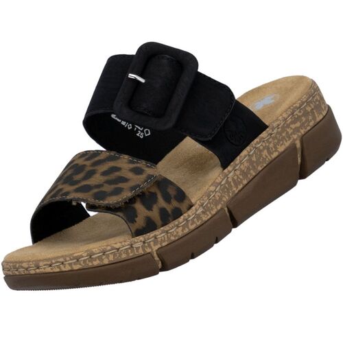 Rieker Damen Pantolette Leopard/Braun