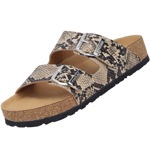Rieker Damen Pantolette Beige/Snake