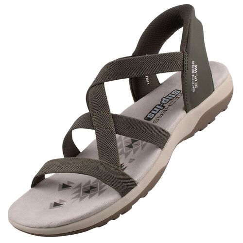 Skechers Slip-Ins Reggae Slim Stretch Flex Damen Sandale Gr�n