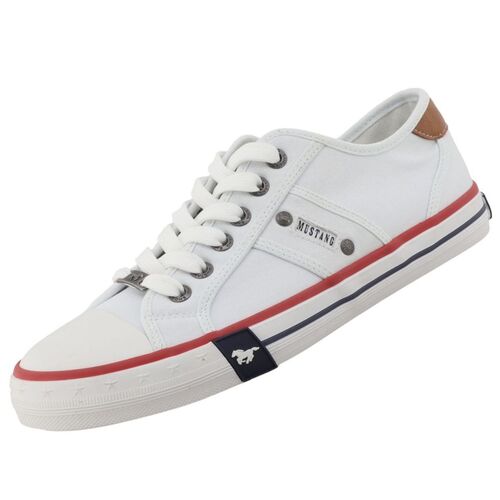 Mustang Herren Canvas Sneaker Wei�
