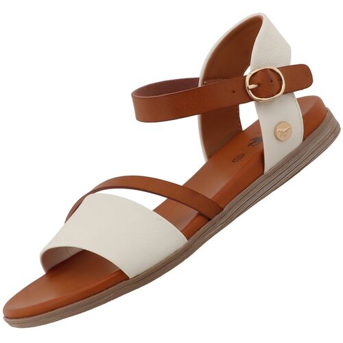 Mustang Damen Sandale Wei�/Braun