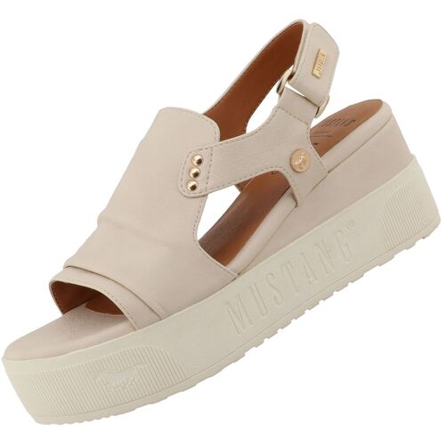 Mustang Damen Plateau Pantolette Beige(Offwhite)