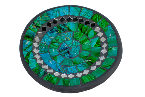 Glas-Mosaik-Schale mit hintermalten Glassteinen belegt - Dekoschale 15 cm