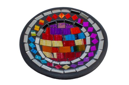 Glas-Mosaik-Schale mit hintermalten Glassteinen belegt - Dekoschale 15 cm