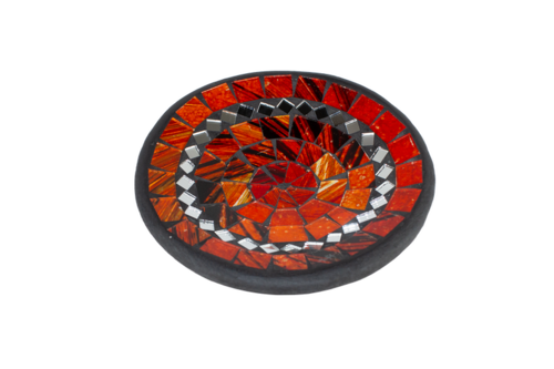 Glas-Mosaik-Schale mit hintermalten Glassteinen belegt - Dekoschale 15 cm