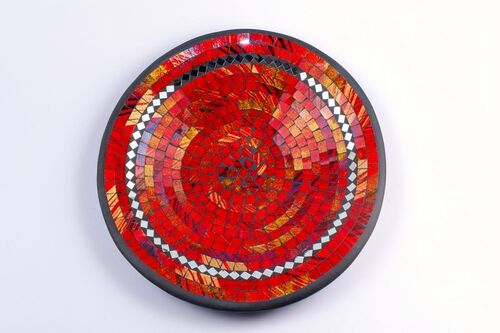 Handgefertigte Glas-Mosaik-Dekoschale aus Ton  37 cm Farbwahl