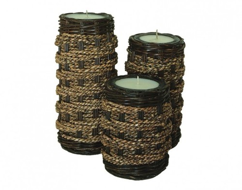 Teelicht KORB hell in 3 verschiedenen Gr��en oder im Set, natur
