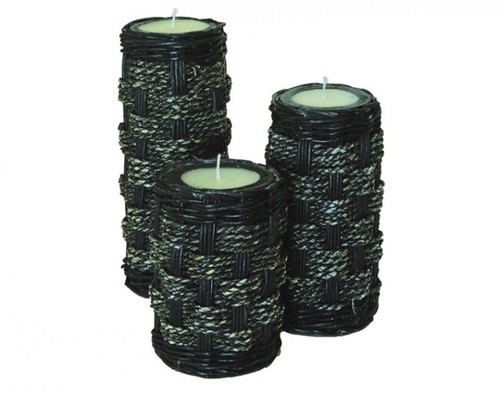 Teelicht KORB dunkel in 3 verschiedenen Gr��en oder im Set, natur