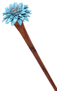 Haarnadel aus Holz mit sternf�miger Blume, Haarschmuck 