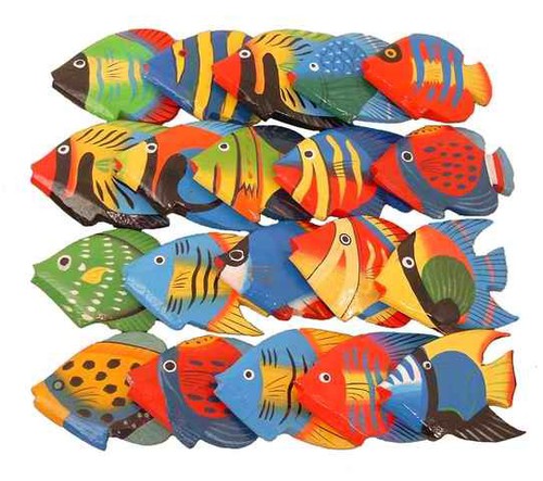 Deko-Fische aus Holz, kleine Streufische, 20 St�ck