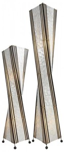 Deko-Leuchte KOMANG, hohe Stehlampe aus Natur-Material, gedrehte Form