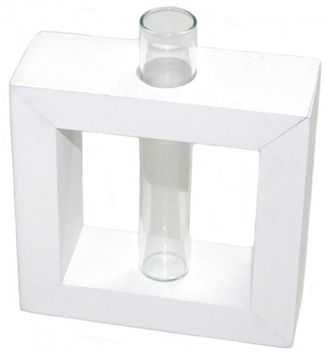 Design-Vase MELINDA aus Mangoholz mit Glas, in wei�, schwarz oder braun 