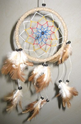 Dreamcatcher Gute Tr�ume  ca. 10 cm - Traumf�nger mit farbigem Netz