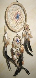 Dreamcatcher Gute Tr�ume  ca. 20 cm - Traumf�nger mit farbigem Netz