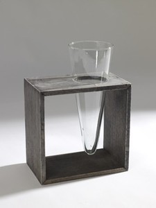 Design-Vase CONE, Glas in Holz