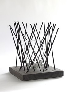 Design-Vase STICKS, Glas in Metall