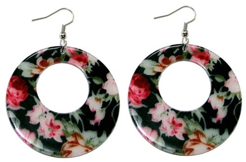 Runde Ohrringe mit Blumen-Motiv