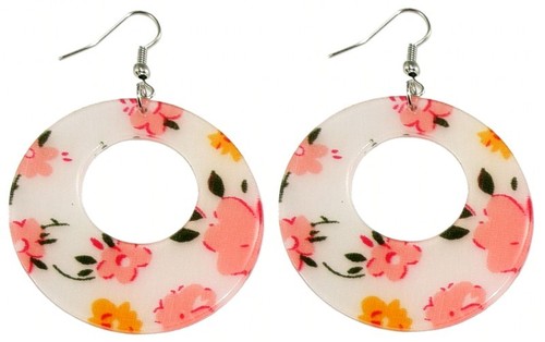 Runde Ohrringe mit Blumen-Motiv