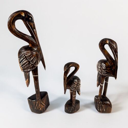 Vogel KOKOKAN im 3-er Set aus Holz, geschnitz