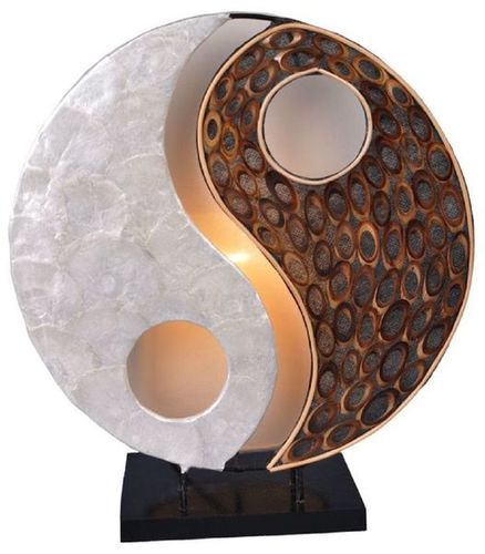 Deko-Leuchte YING YANG NATUR, rund, Natur-Material, H�he ca. 30 cm, Stimmungsleuchte