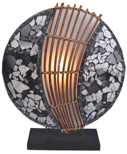 Deko-Leuchte PIA rund, Natur-Material, H�he ca. 30 cm, Stimmungsleuchte