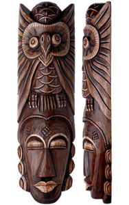 Maske BENGA aus Holz, Gr��e 50 cm, Holz-Maske aus Bali, Wandmaske, Motiv Eule