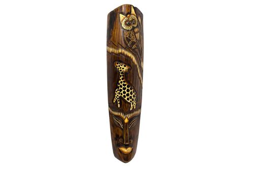 Maske GOSA aus Holz, Gr��e 50 cm, Holz-Maske aus Bali, Wandmaske, Motiv Eule und Giraffe