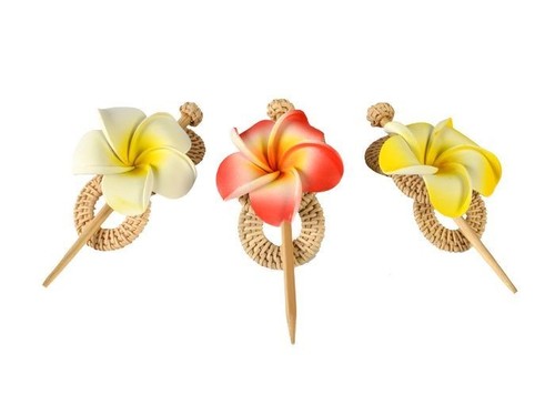 Haarspange aus Rattan mit Blume, Haarschmuck