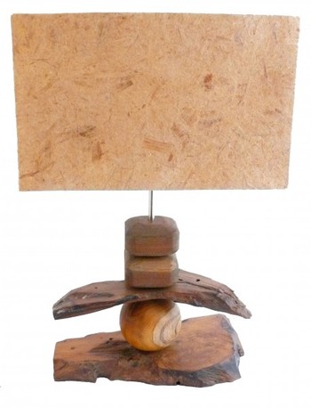 Deko-Leuchte SUMBA, Tisch-Lampe aus Holz, Stimmungsleuchte 