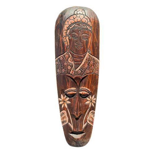 Maske mit Buddha, wahlweise in 50 cm oder 100 cm, Holz-Maske aus Bali, Wandmaske