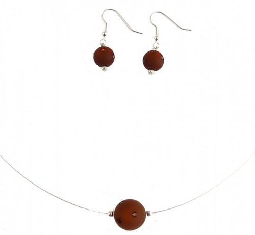 Halskette mit brauner Polarisperle mit Swarovski mit passenden Ohrringen