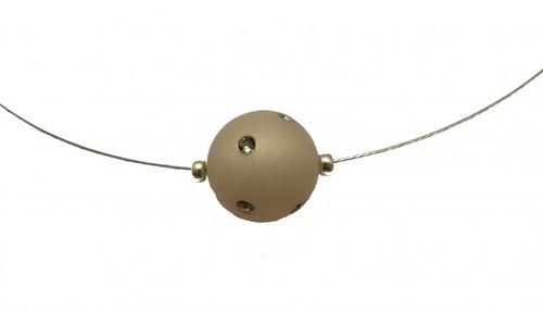 Halskette mit grauer Polarisperle mit Swarovski-Steinen