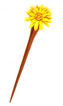 1 x Haarnadel aus Holz mit sternf�rmiger bunter Blume, Haarschmuck 