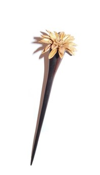 1 x Haarnadel aus Holz mit sternf�rmiger bunter Blume, Haarschmuck 