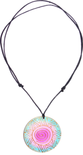 bunt bemalte Halskette aus Sonor-Wood, Holz-Schmuck Modeschmuck, Natur-Schmuck