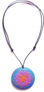 bunt bemalte Halskette aus Sonor-Wood, Holz-Schmuck Modeschmuck, Natur-Schmuck