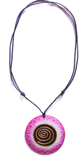 bunt bemalte Halskette aus Sonor-Wood, Holz-Schmuck Modeschmuck, Natur-Schmuck