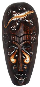 Maske bemalt 20 cm, Holz-Maske aus Bali, Wandmaske