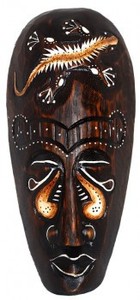 Maske bemalt 20 cm, Holz-Maske aus Bali, Wandmaske
